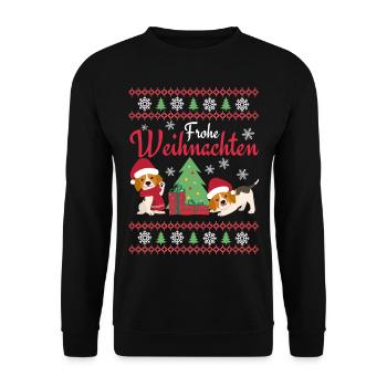 Beagle Noël - Sweat-shirt Unisexe - noir - Devant - Alina (178cm) & Michal (187cm)