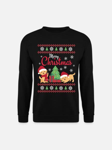 Weihnachten Süßer Golden Retriever Kawaii - Unisex Pullover - Schwarz