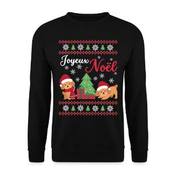 Frohe Weihnachten Süßer Pudel Kawaii - Unisex Pullover - Schwarz - Vorne - Alina (178cm) & Michal (187cm)