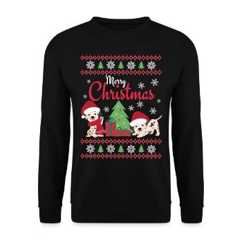 Weihnachten Süßer Dalmatiner Liebhaber Kawaii - Unisex Pullover - Schwarz - Vorne - Alina (178cm) & Michal (187cm)