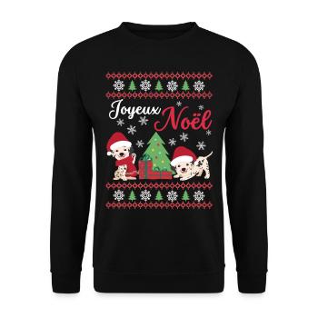 Weihnachten Süßer Dalmatiner Liebhaber Kawaii - Unisex Pullover - Schwarz - Vorne - Alina (178cm) & Michal (187cm)