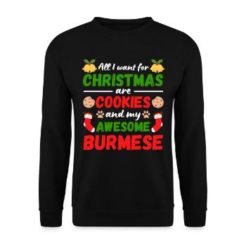 Biscuits de chat de Noël Birmanie - Sweat-shirt Unisexe - noir - Devant - Alina (178cm) & Michal (187cm)