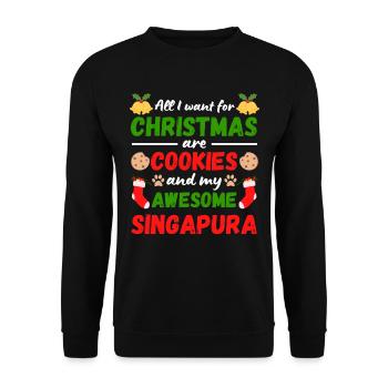 Biscuits de chat de Noël Singapoura - Sweat-shirt Unisexe - noir - Devant - Alina (178cm) & Michal (187cm)
