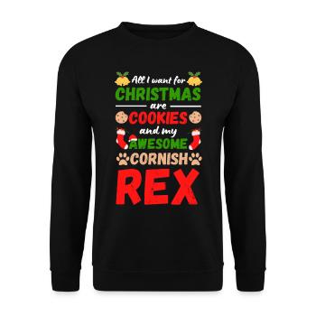 Christmas Cat Cornish Rex Cookies - Unisex Sweatshirt - black - Front - Alina (178cm) & Michal (187cm)