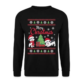 Christmas Sweet Husky Lover Kawaii - Unisex Sweatshirt - black - Front - Alina (178cm) & Michal (187cm)