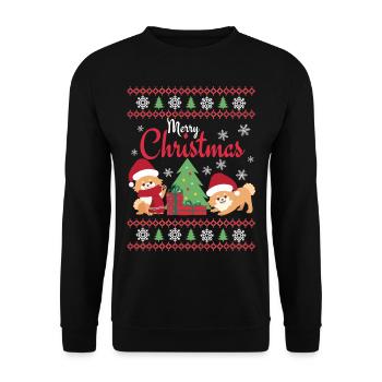 Christmas Sweet Dwarf Spitz Lover Kawaii - Unisex Sweatshirt - black - Front - Alina (178cm) & Michal (187cm)