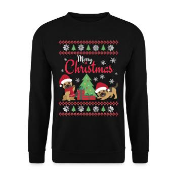 Noël Doux Berger Allemand Kawaii - Sweat-shirt Unisexe - noir - Devant - Alina (178cm) & Michal (187cm)