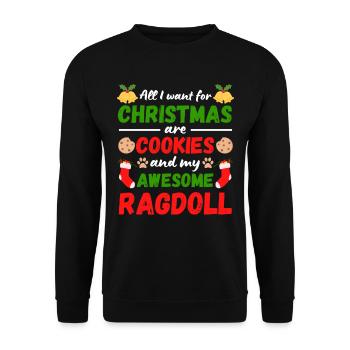 Weihnachten Ragdoll Katze Kekse - Unisex Pullover - Schwarz - Vorne - Alina (178cm) & Michal (187cm)