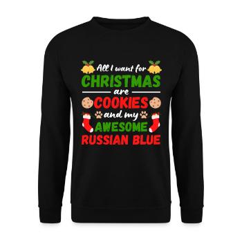 Biscuits de chat bleu russe de Noël - Sweat-shirt Unisexe - noir - Devant - Alina (178cm) & Michal (187cm)