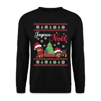 Christmas Sweet Rottweiler Lover Kawaii - Unisex Sweatshirt - black - Front - Alina (178cm) & Michal (187cm)