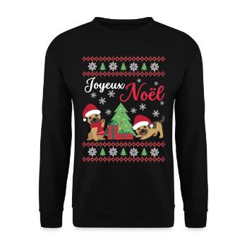 Noël Doux Berger Allemand Kawaii - Sweat-shirt Unisexe - noir - Devant - Alina (178cm) & Michal (187cm)