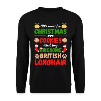 Biscuits de Noël British Longhair Cat Bake - Sweat-shirt Unisexe - noir - Devant - Alina (178cm) & Michal (187cm)