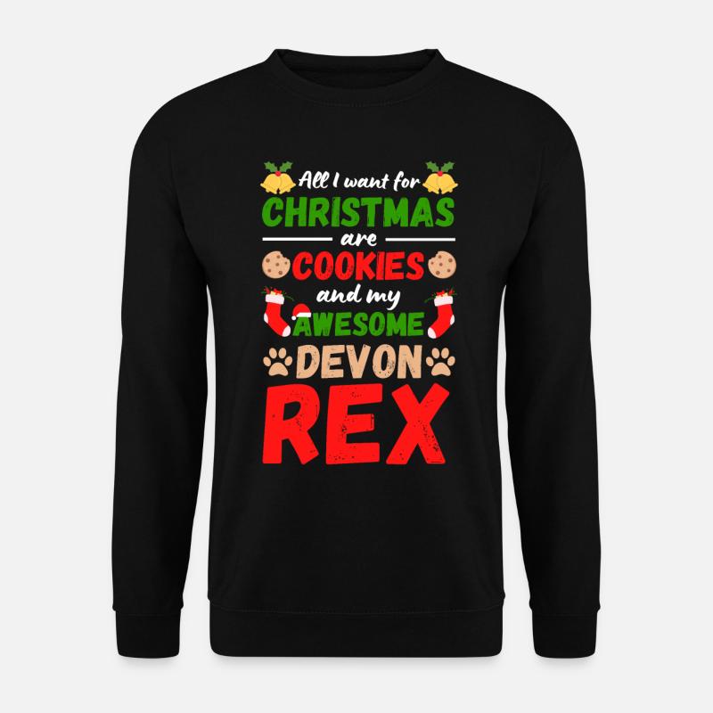 Christmas Cat Devon Rex Cookies - Unisex Sweatshirt - black