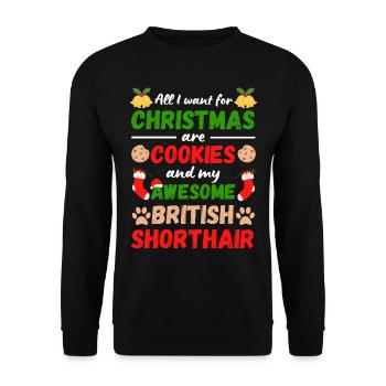 Weihnachten Britisch Kurzhaarkatze Kekse - Unisex Pullover - Schwarz - Vorne - Alina (178cm) & Michal (187cm)