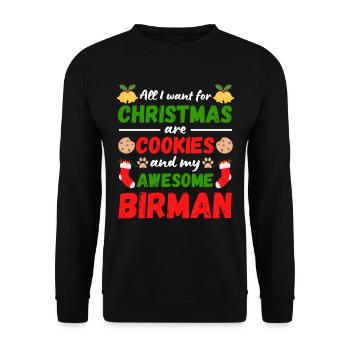 Biscuits de chat birmans de Noël - Sweat-shirt Unisexe - noir - Devant - Alina (178cm) & Michal (187cm)