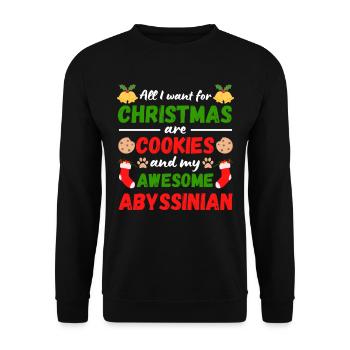 Biscuits de chat abyssins de Noël - Sweat-shirt Unisexe - noir - Devant - Alina (178cm) & Michal (187cm)