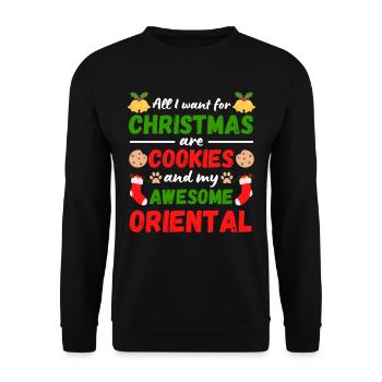Weihnachten Orientalische Katze Kekse - Unisex Pullover - Schwarz - Vorne - Alina (178cm) & Michal (187cm)