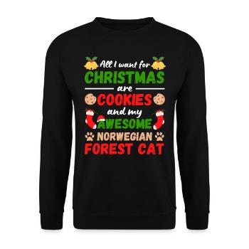 Weihnachten Waldkatze Kekse - Unisex Pullover - Schwarz - Vorne - Alina (178cm) & Michal (187cm)