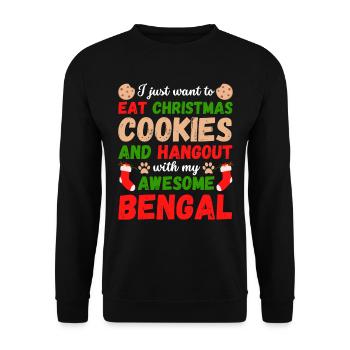 Biscuits de chat bengale de Noël - Sweat-shirt Unisexe - noir - Devant - Alina (178cm) & Michal (187cm)