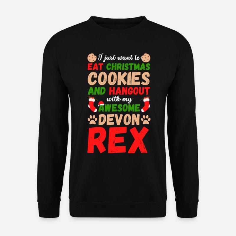 Christmas Cat Devon Rex Cookies - Unisex Sweatshirt - black