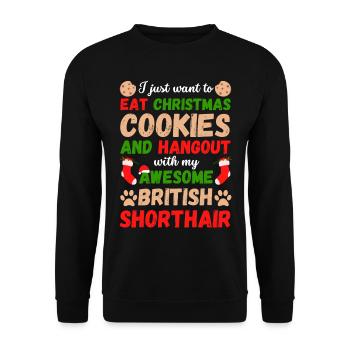 Weihnachten Britisch Kurzhaarkatze Kekse - Unisex Pullover - Schwarz - Vorne - Alina (178cm) & Michal (187cm)