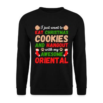 Weihnachten Orientalische Katze Kekse - Unisex Pullover - Schwarz - Vorne - Alina (178cm) & Michal (187cm)
