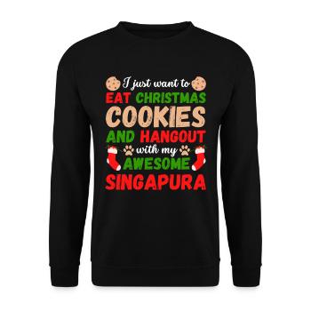 Biscuits de chat de Noël Singapoura - Sweat-shirt Unisexe - noir - Devant - Alina (178cm) & Michal (187cm)