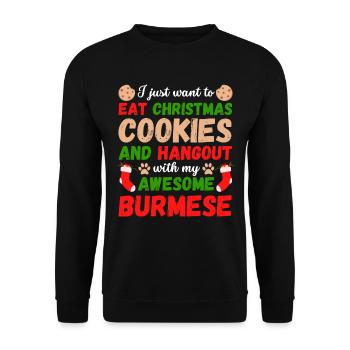 Biscuits de chat de Noël Birmanie - Sweat-shirt Unisexe - noir - Devant - Alina (178cm) & Michal (187cm)