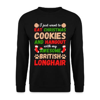 Biscuits de Noël British Longhair Cat Bake - Sweat-shirt Unisexe - noir - Devant - Alina (178cm) & Michal (187cm)