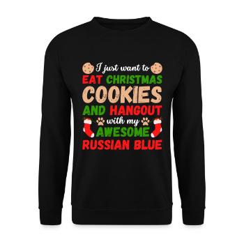 Biscuits de chat bleu russe de Noël - Sweat-shirt Unisexe - noir - Devant - Alina (178cm) & Michal (187cm)