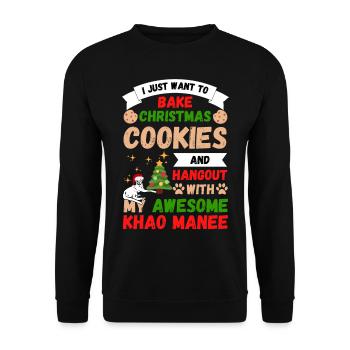 Noël Khao Manee chat cuire des biscuits - Sweat-shirt Unisexe - noir - Devant - Alina (178cm) & Michal (187cm)