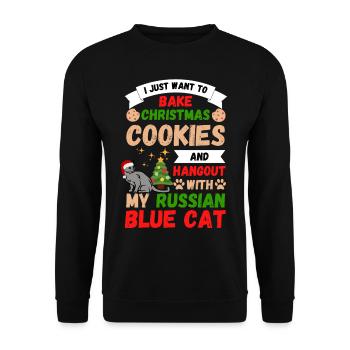 Biscuits de Noël russe Blue Cat Bake - Sweat-shirt Unisexe - noir - Devant - Alina (178cm) & Michal (187cm)