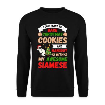 Biscuits de cuisson de chat siamois de Noël avec chat - Sweat-shirt Unisexe - noir - Devant - Alina (178cm) & Michal (187cm)