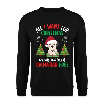 Weihnachten Süßer Dalmatiner Liebhaber Kawaii - Unisex Pullover - Schwarz - Vorne - Alina (178cm) & Michal (187cm)