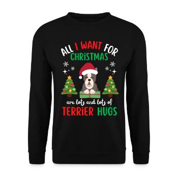 Weihnachten Süßer Boston Terrier Kawaii - Unisex Pullover - Schwarz - Vorne - Alina (178cm) & Michal (187cm)