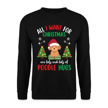 Frohe Weihnachten Süßer Pudel Kawaii - Unisex Pullover - Schwarz - Vorne - Alina (178cm) & Michal (187cm)