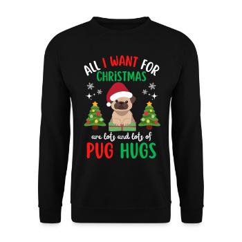 Christmas Sweet Pug Lover Kawaii - Unisex Sweatshirt - black - Front - Alina (178cm) & Michal (187cm)