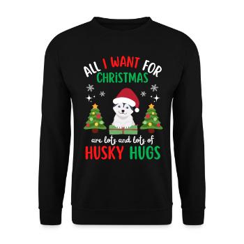 Christmas Sweet Husky Lover Kawaii - Unisex Sweatshirt - black - Front - Alina (178cm) & Michal (187cm)