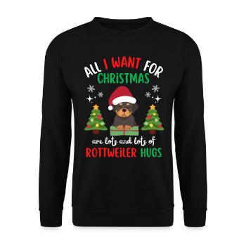 Weihnachten Süßer Rottweiler Liebhaber Kawaii - Unisex Pullover - Schwarz - Vorne - Alina (178cm) & Michal (187cm)