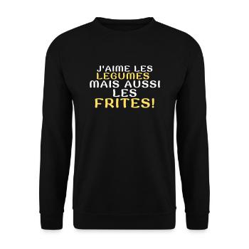 J'aime les légumes mais aussi les frites - Sweat-shirt Unisexe - noir - Devant - Alina (178cm) & Michal (187cm)