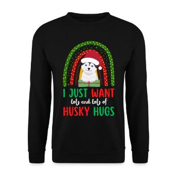 Christmas Sweet Husky Lover Kawaii - Unisex Sweatshirt - black - Front - Alina (178cm) & Michal (187cm)