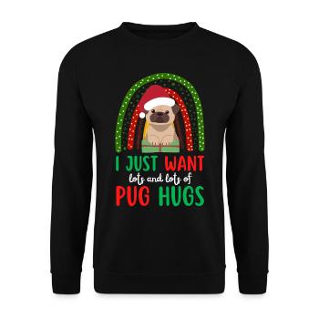 Christmas Cute pug lover kawaii - Unisex Sweatshirt - black - Front - Alina (178cm) & Michal (187cm)
