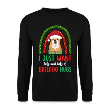 Christmas Cute English Bulldog Kawaii - Unisex Sweatshirt - black - Front - Alina (178cm) & Michal (187cm)
