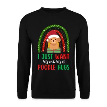 Joyeux Noël Caniche Mignon Kawaii - Sweat-shirt Unisexe - noir - Devant - Alina (178cm) & Michal (187cm)