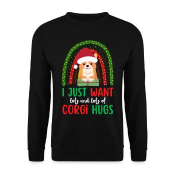 Noël mignon Welsh Corgi Kawaii - Sweat-shirt Unisexe - noir - Devant - Alina (178cm) & Michal (187cm)
