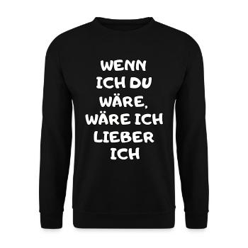 Witziger Lustiger Spruch Geschenk Männer Frauen - Unisex Pullover - Schwarz - Vorne - Alina (178cm) & Michal (187cm)