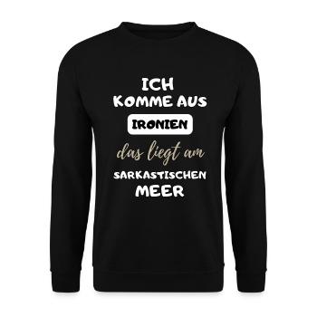 lustiger witziger Spruch Ironie Sarkasmus Geschenk - Unisex Pullover - Schwarz - Vorne - Alina (178cm) & Michal (187cm)