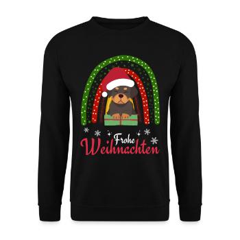 Weihnachten Süßer Rottweiler Liebhaber Kawaii - Unisex Pullover - Schwarz - Vorne - Alina (178cm) & Michal (187cm)