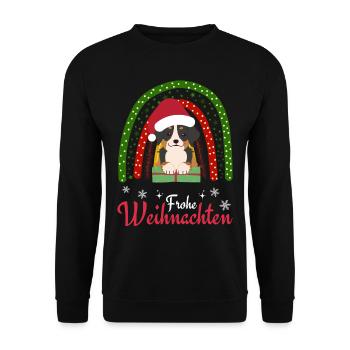 Weihnachten Süßer Berner Sennenhund Kawaii - Unisex Pullover - Schwarz - Vorne - Alina (178cm) & Michal (187cm)