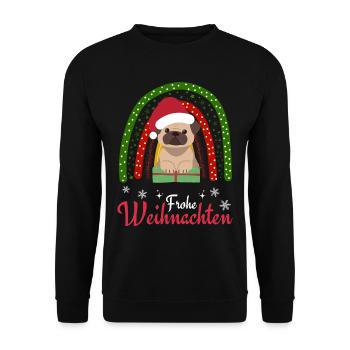 Weihnachten Süßer Mops Liebhaber Kawaii - Unisex Pullover - Schwarz - Vorne - Alina (178cm) & Michal (187cm)